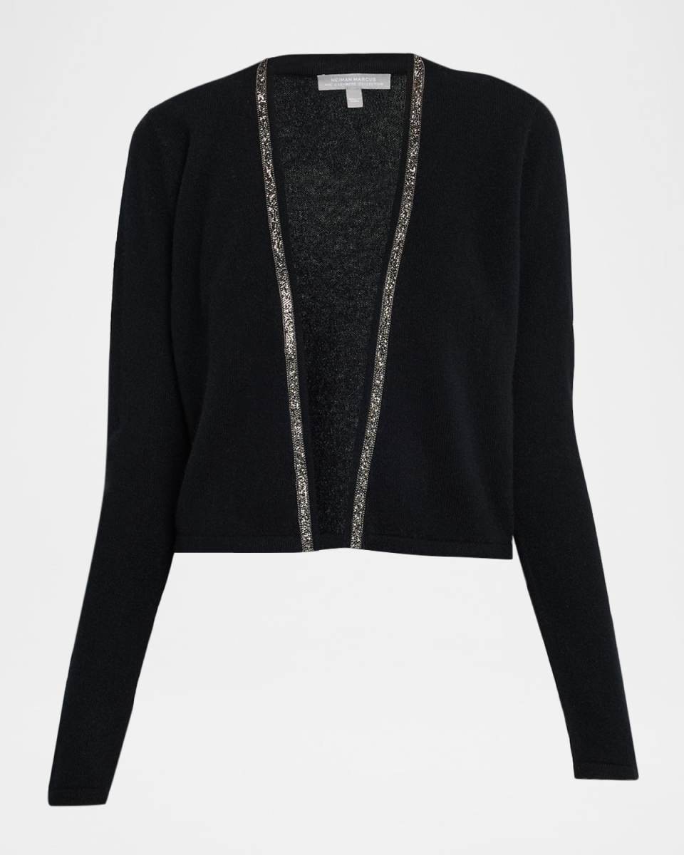 Cashmere Bead-Trim Shrug
